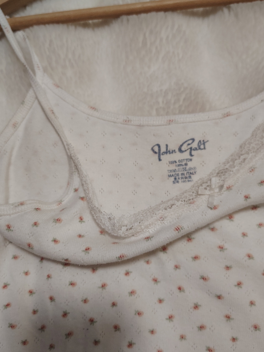 100% Cotton White Night Gown With Tiny Pink Floral Print - Picture 4 of 9